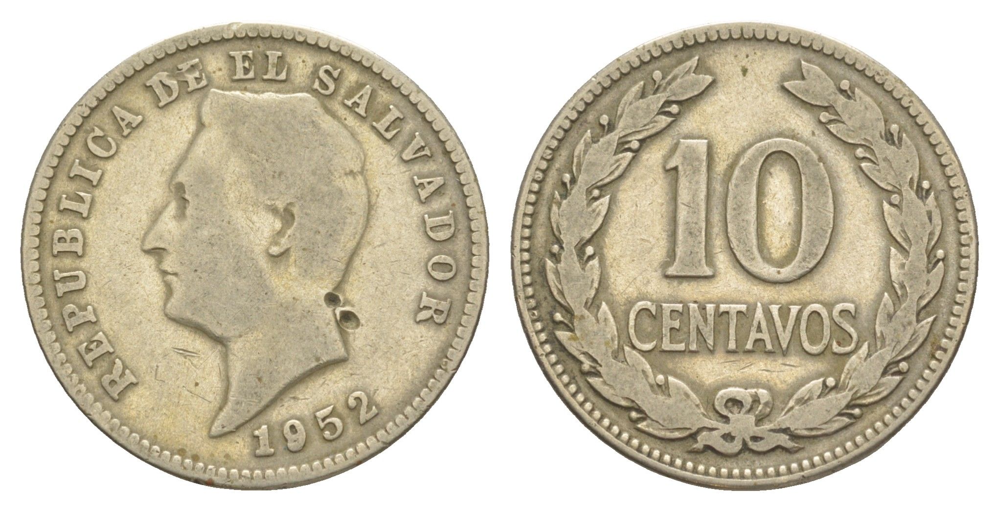 Сальвадор 10 сентаво 1952 KM 130a медь цинк никель 4620-146