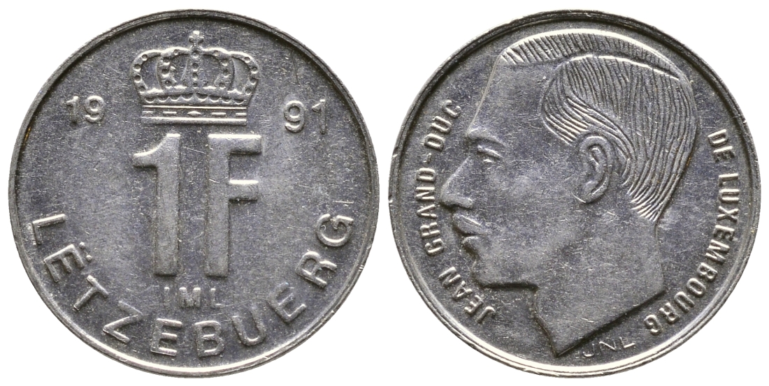 ЛЮКСЕМБУРГ 1 ФРАНК 1991 ВЕЛИКИЙ ГЕРЦОГ ЖАН KM 63 никель сталь 179-1043