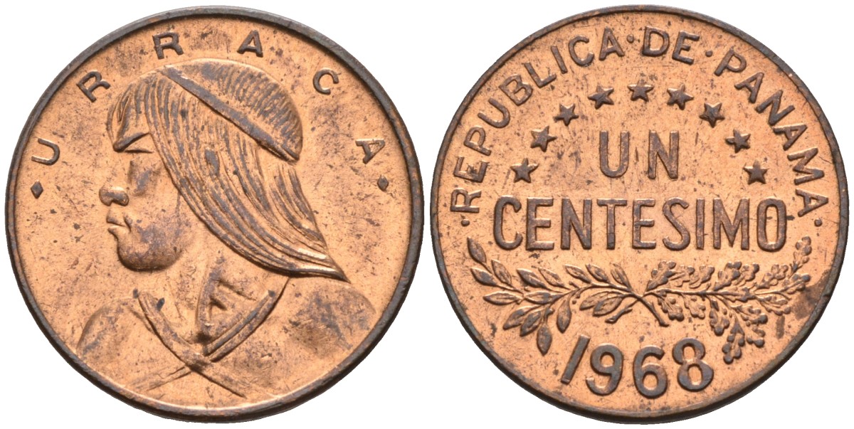 Панама 1 сентесимо 1968 Уррака KM 22 бронза 4588-864