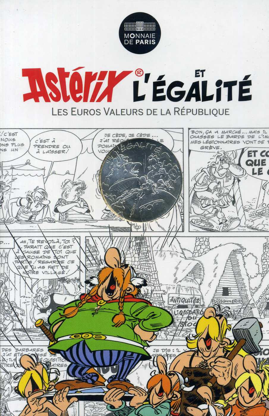 Франция 10 евро 2015 серия Астерикс и свобода, галлы несут Жизнестатистикса (Abraracourcix), в оригинальном буклете KM NEW серебро UNC 1-4-3-31