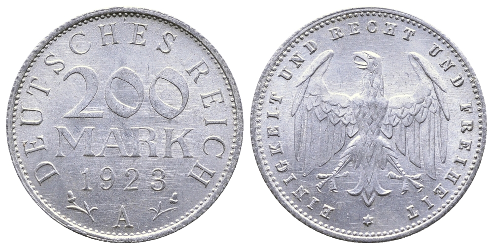 ГЕРМАНИЯ 200 МАРОК 1923 A KM 35, J. 304 алюминий 4380-454