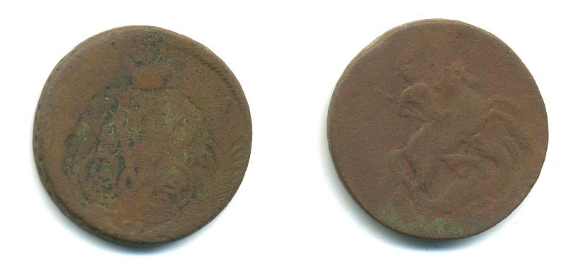 РОССИЯ 1 КОПЕЙКА 1760 медь 61-952