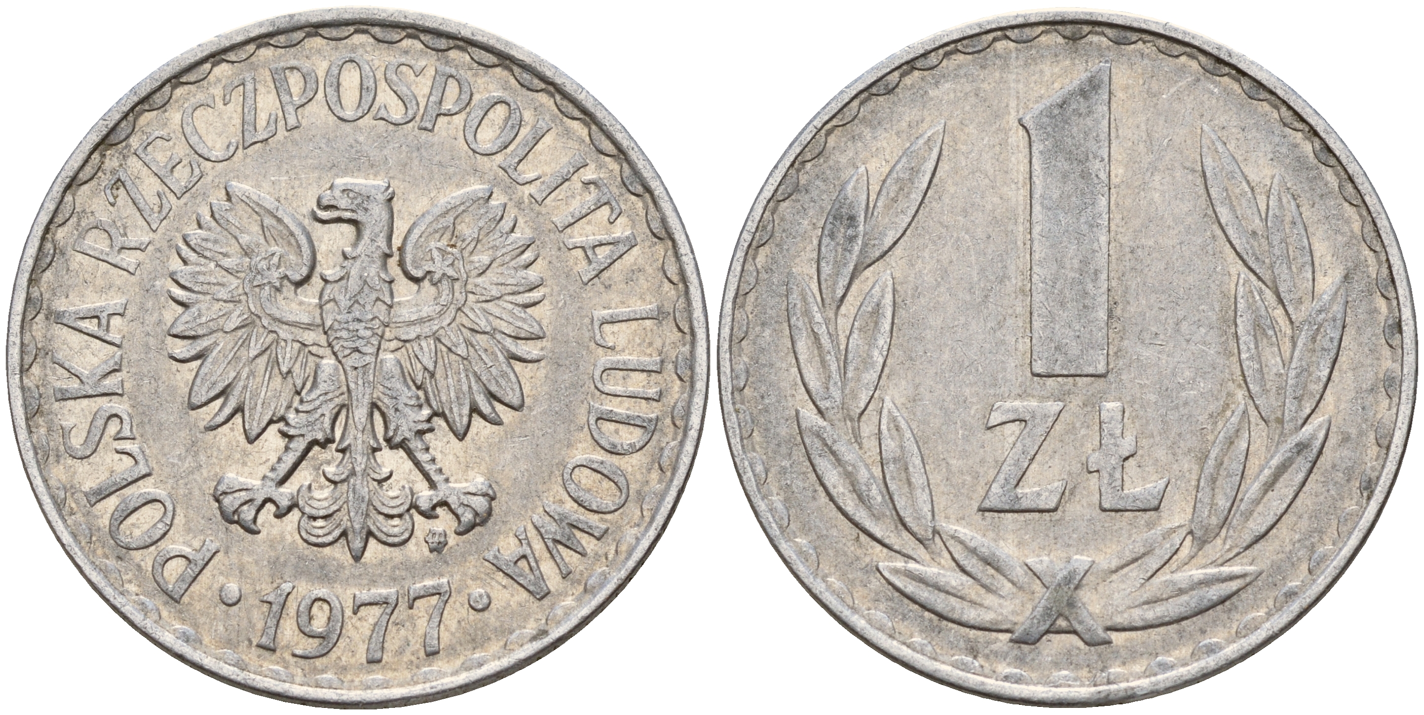 Польша 1 злотый 1977 MW KM 49.1 алюминий    4603-914