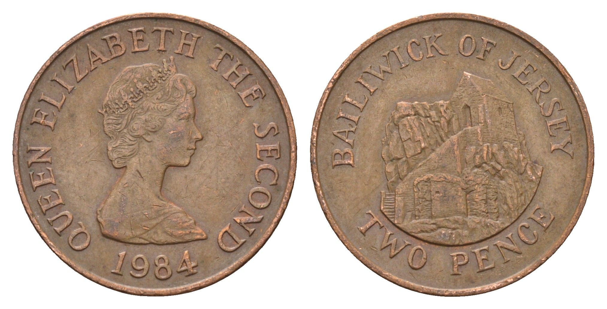 Джерси 2 пенса 1984 Елизавета II (1952-2022), Сент-Хелиер KM 55 бронза 4595-745