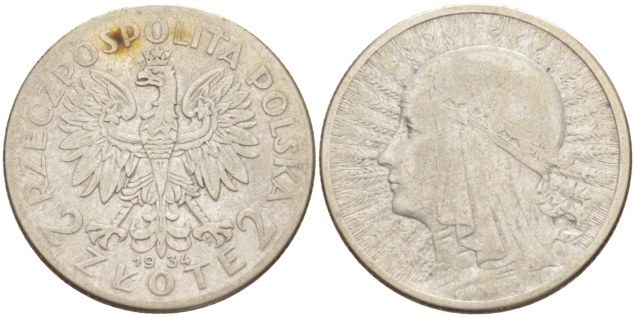 Польша 2 злотых 1934 W, Ядвига KM 20, Parchimowicz 110c  серебро 106-552