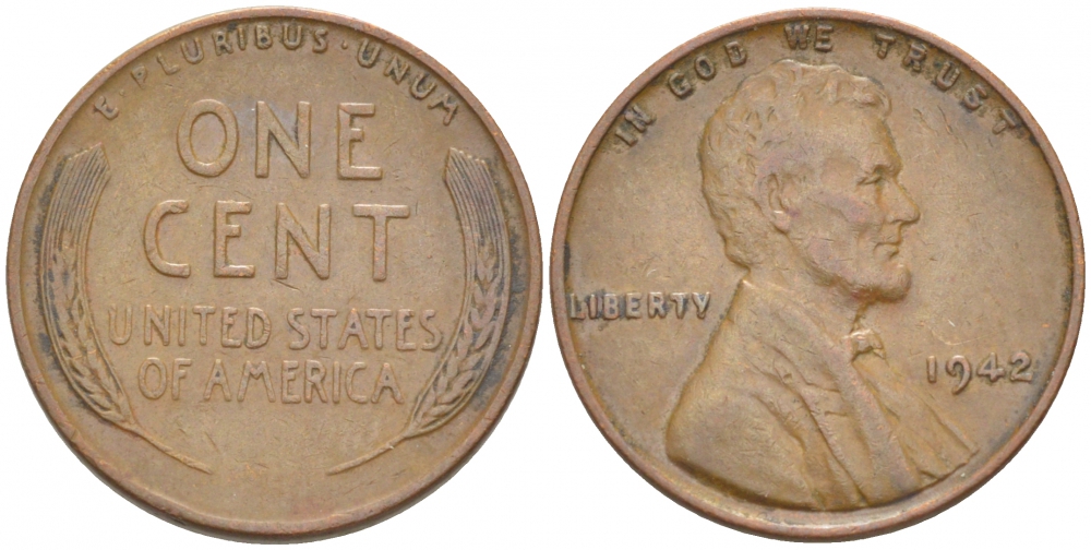 США 1 ЦЕНТ 1942 ЛИНКОЛЬН KM 132 бронза 3309-135