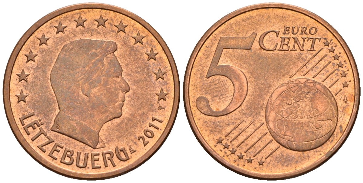 Люксембург 5 евроцентов 2011 KM 77 сталь плакированная медью UNC 4147-822
