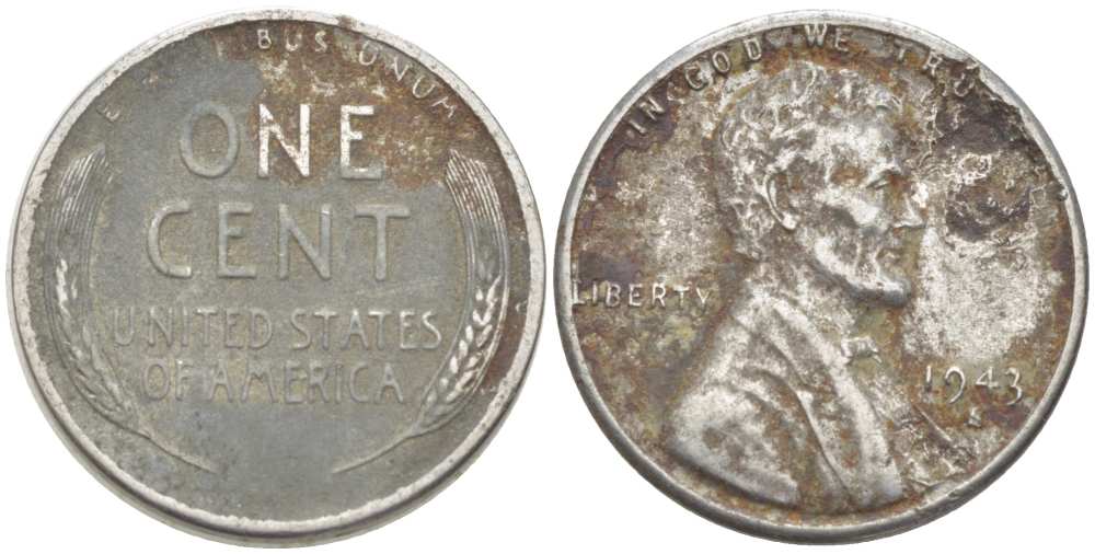 США 1 цент 1943 S (Сан-Франциско), Авраам Линкольн KM 132а сталь плакированная цинком 218-916