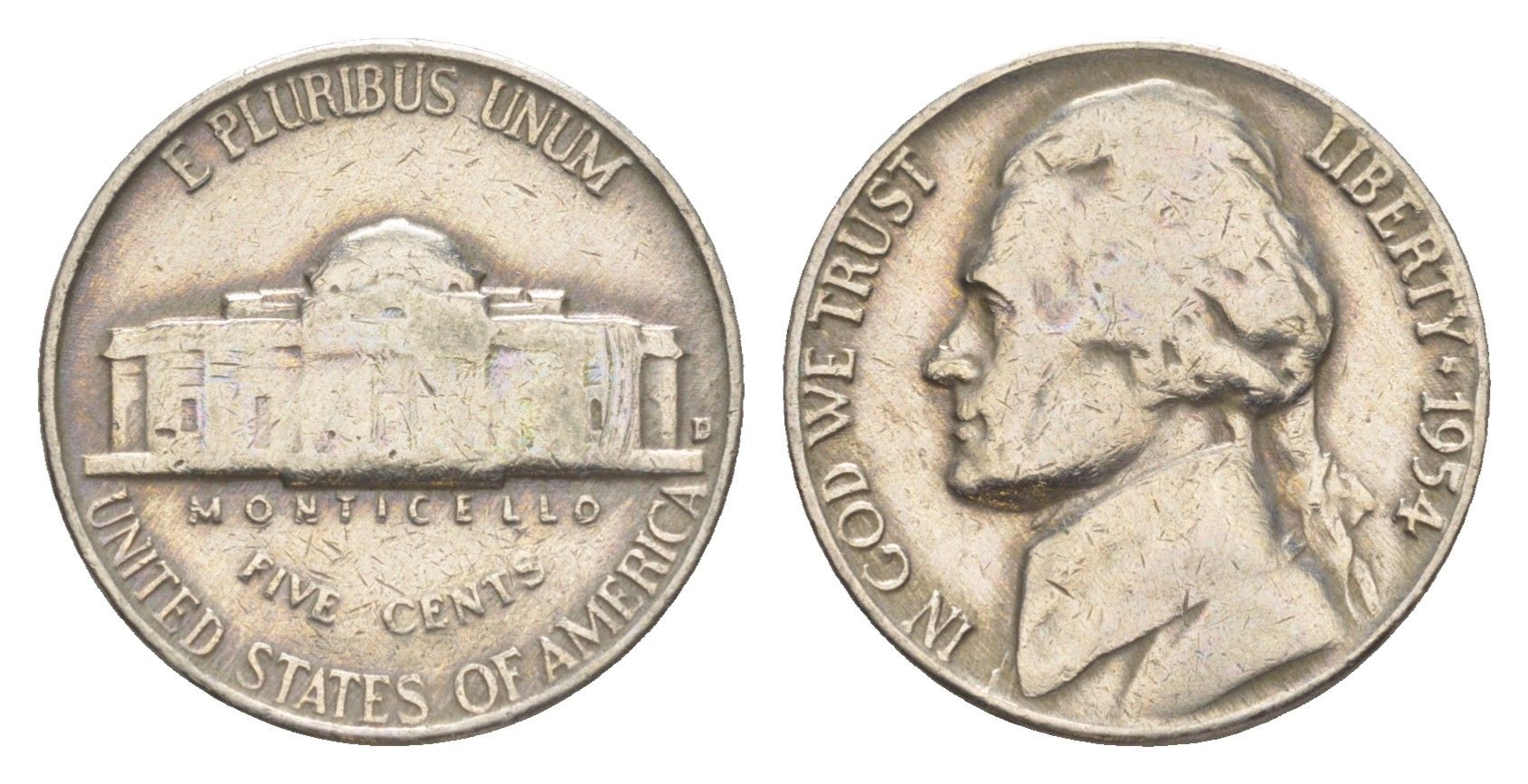 США 5 центов 1954 Томас Джефферсон KM A192 медно-никель 4379-956