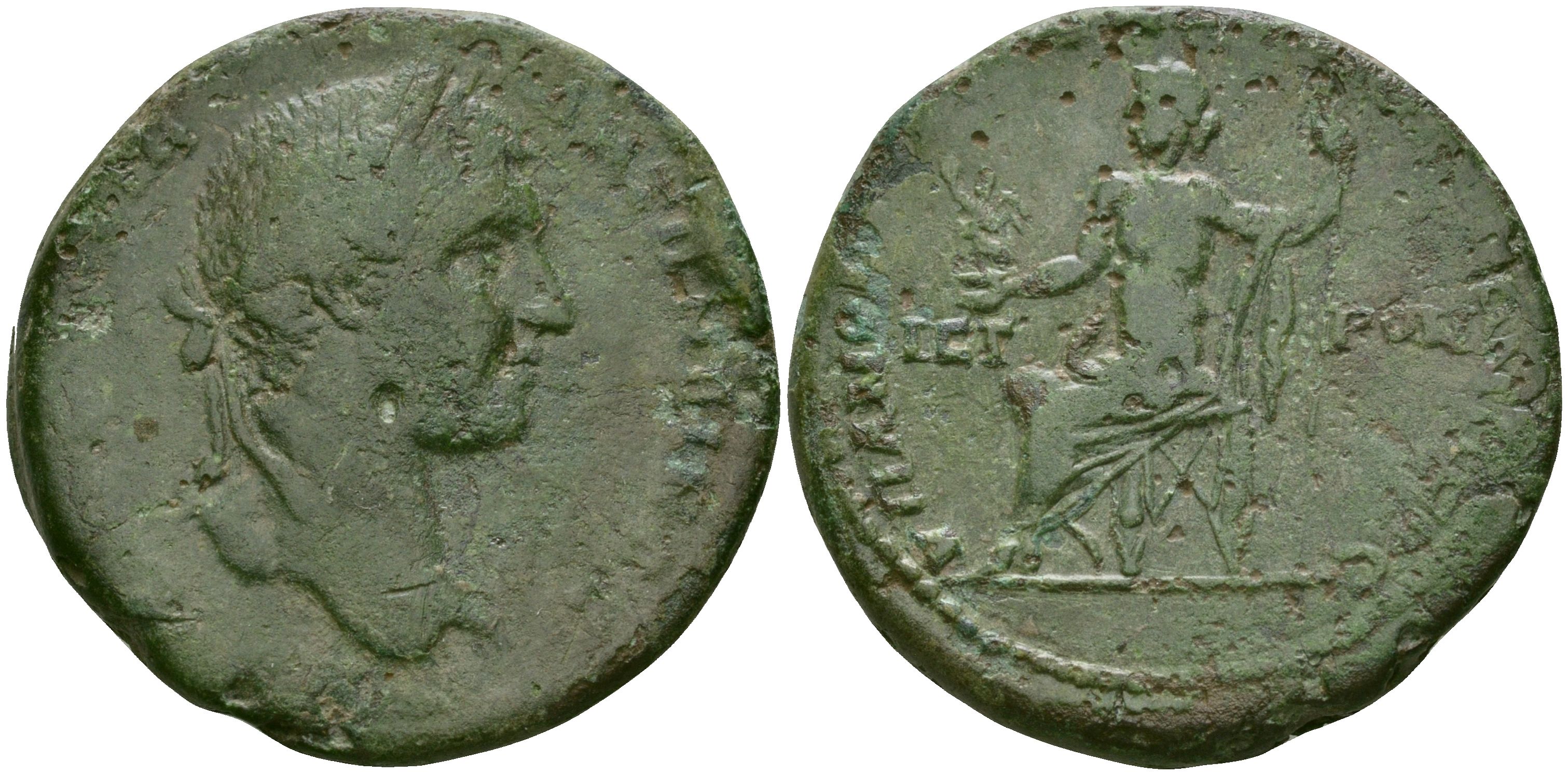 Римская Империя, Провинция Нижняя Мезия, Никополь-на-Истре AE 218 - 222 Элагабал, бюст императора / Зевс, сидящий на троне AMNG 1894 бронза 1100-5-22