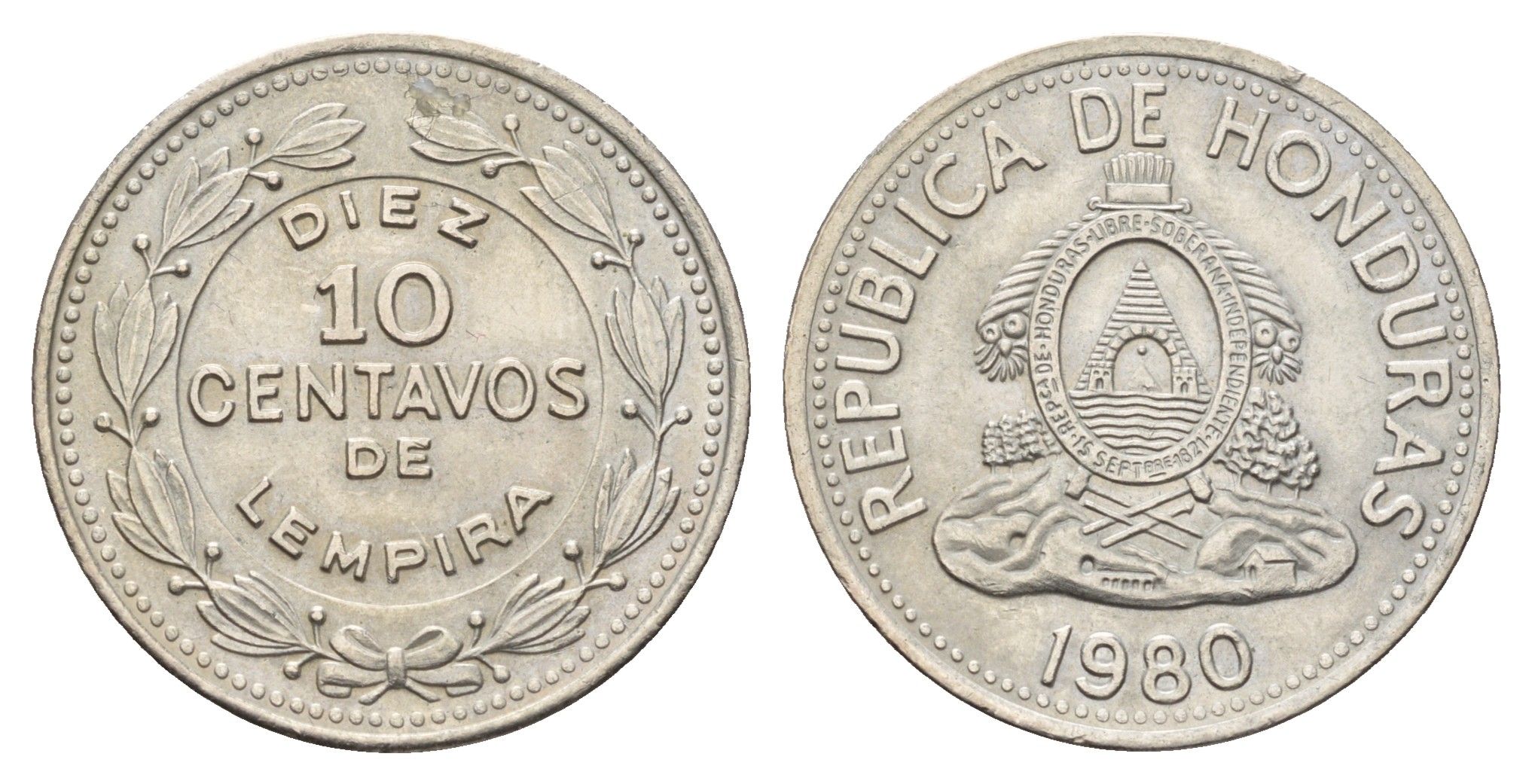 Гондурас 10 сентаво 1980 KM 76.2 медно-никель UNC 4678-1021