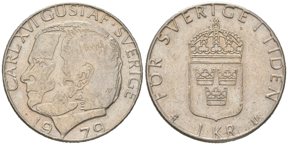 Швеция 1 крона 1979 Карл XVI Густав (1973- ) KM 852 медь плакированная медно-никелем 4616-1156