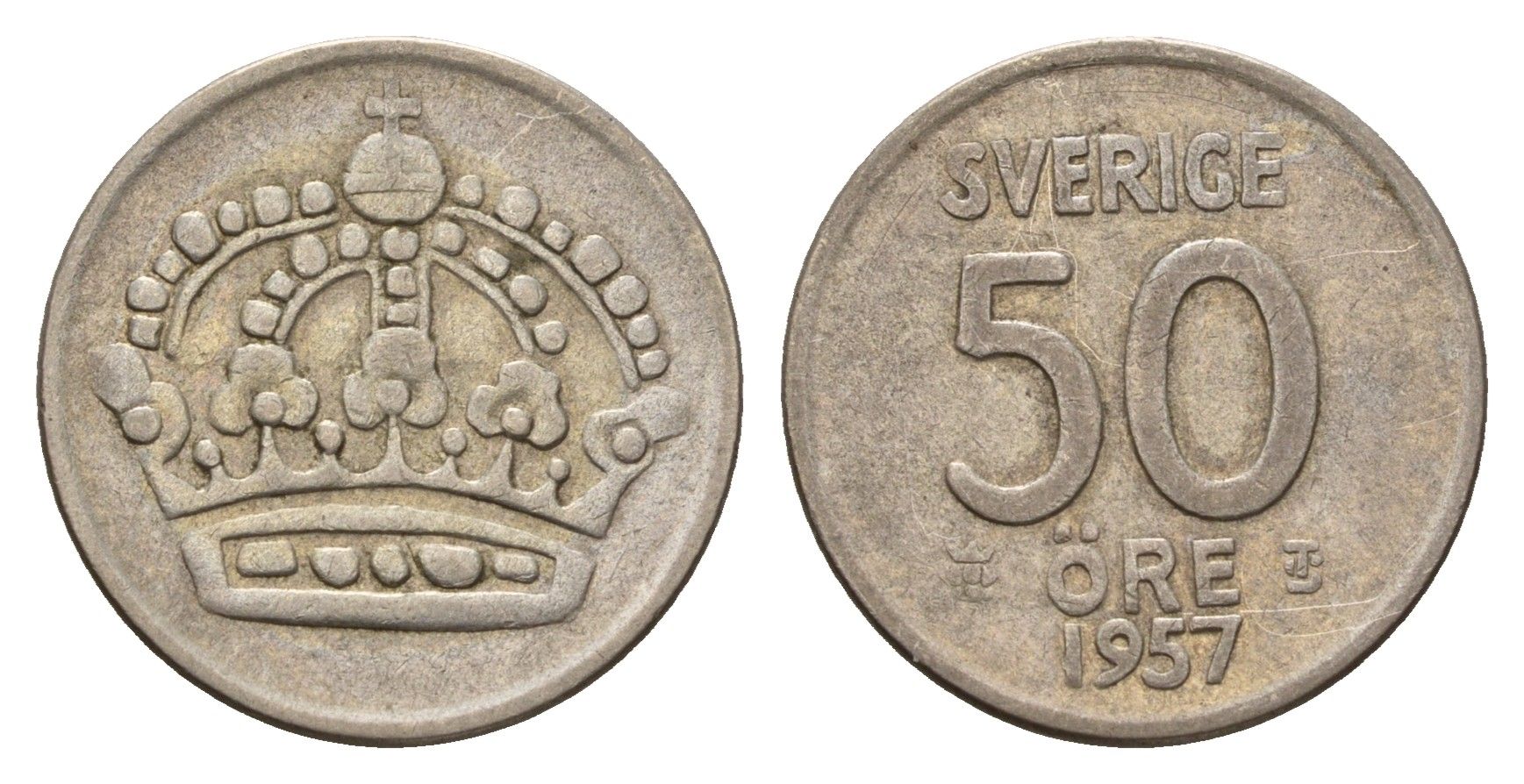 Швеция 50 эре 1957 Густав VI Адольф (1950-1973) KM 825 серебро 4679-739