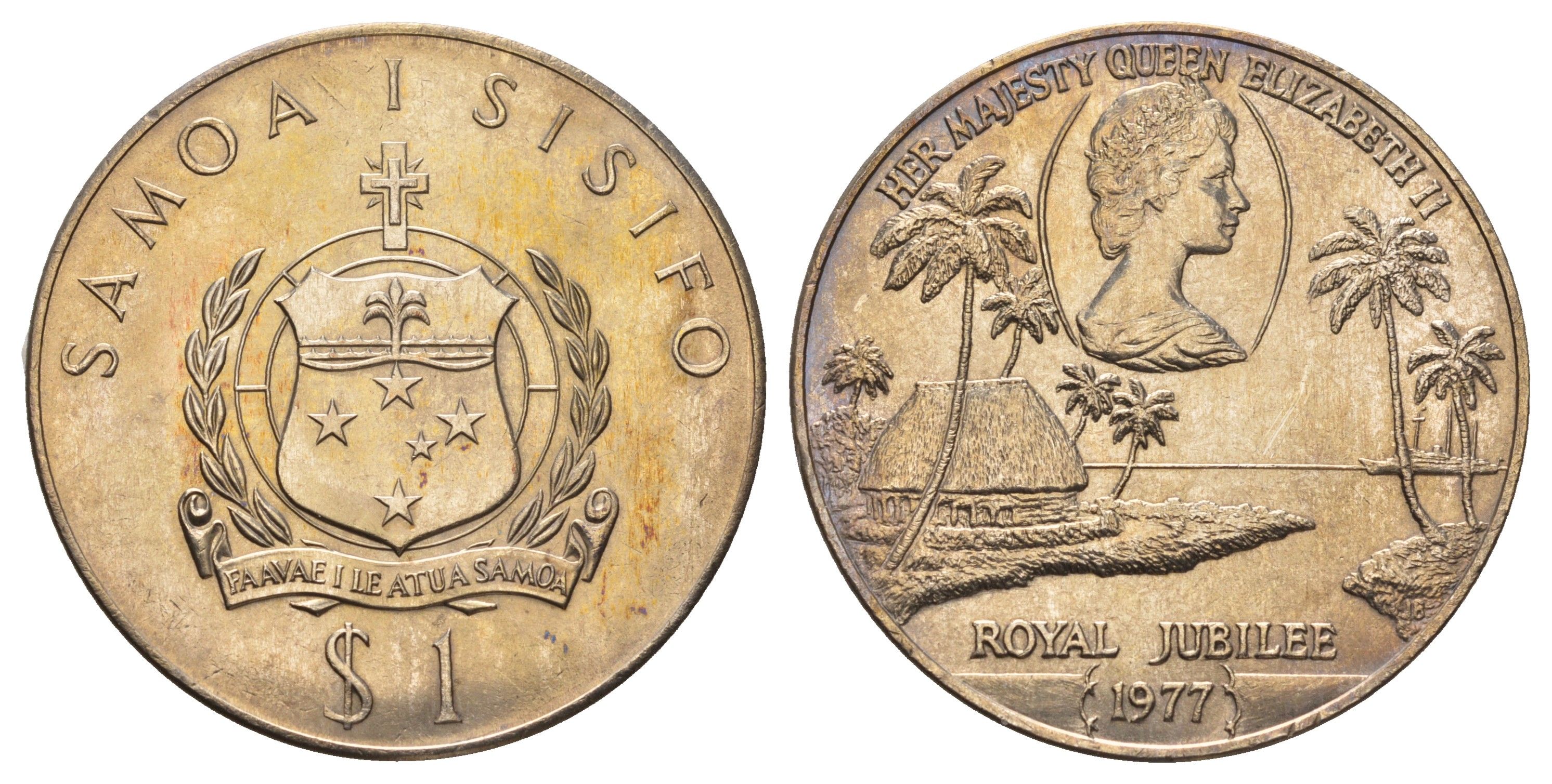 Самоа 1 тала 1977 25 лет правления Королевы Елизаветы II KM 24 медно-никель BU 4677-835