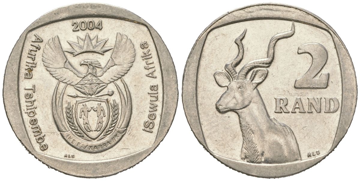 ЮАР 2 ранда 2004 KM 336 медь плакированная медно-никелем aUNC 4364-2134