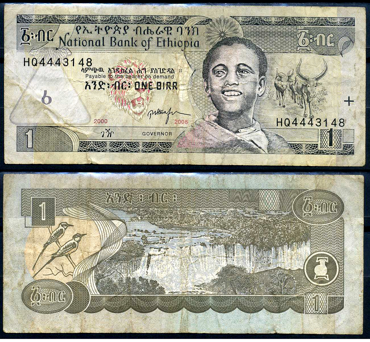 Эфиопия 1 быр ED 2000 AD 2008 Pick 46 e бумага 8592-8-4-1