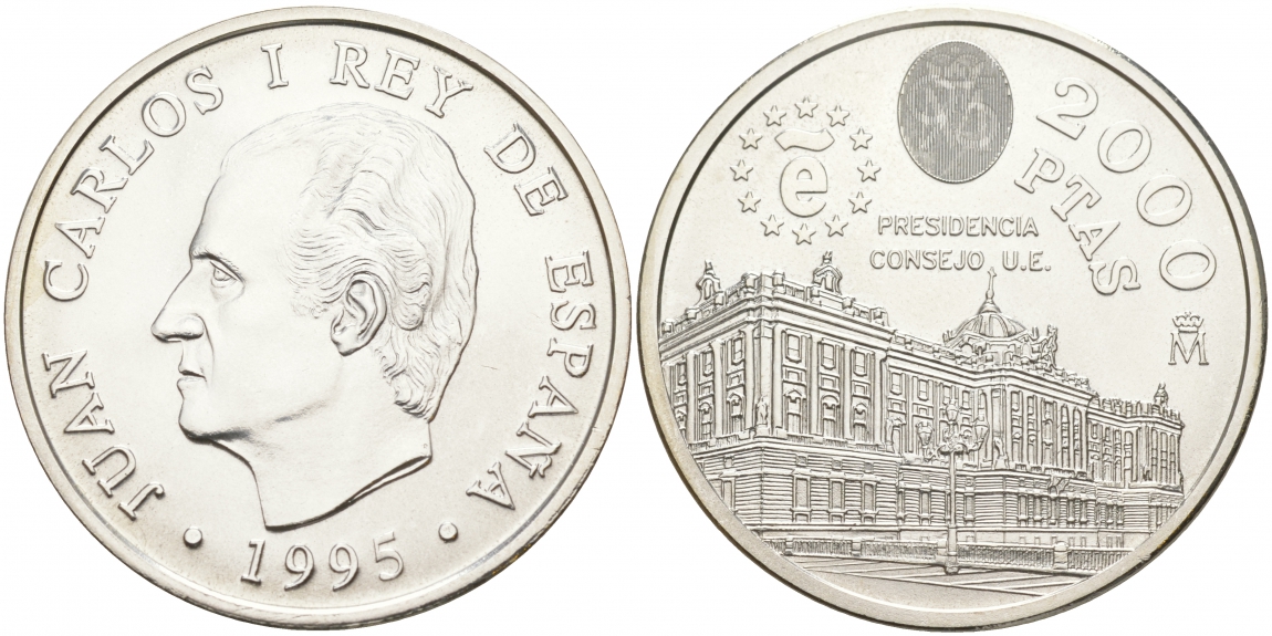 Испания 2000 песет 1995 председательство в ЕС KM 954 серебро UNC 1521-1213