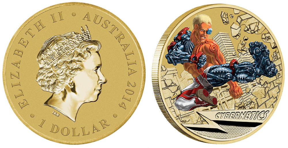 Австралия 1 доллар 2014 серия сверхспособности, кибернетика, цветная эмаль KM NEW алюминиевая бронза UNC M44-3