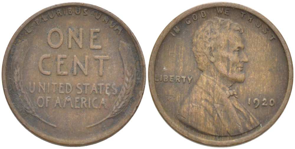 США 1 ЦЕНТ 1920 ЛИНКОЛЬН KM 132 бронза 218-752