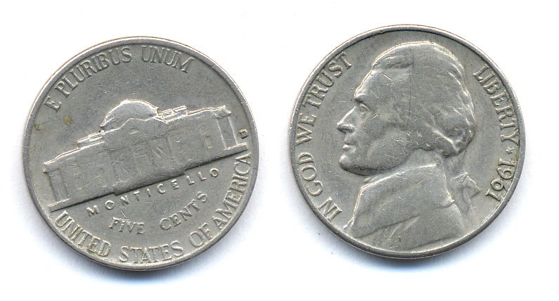 США 5 ЦЕНТОВ 1961 D KM A192 медно-никель 35-1347