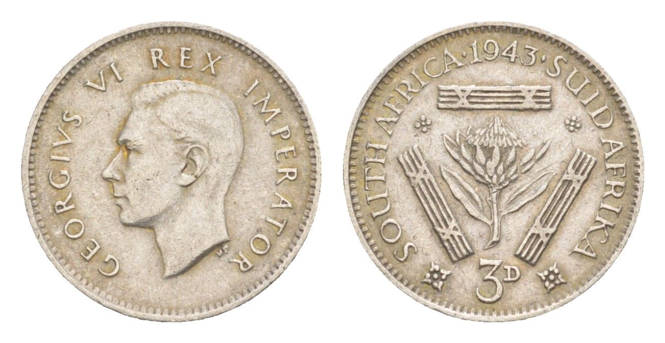 ЮАР 3 пенса 1943 KM 26 серебро 4636-323