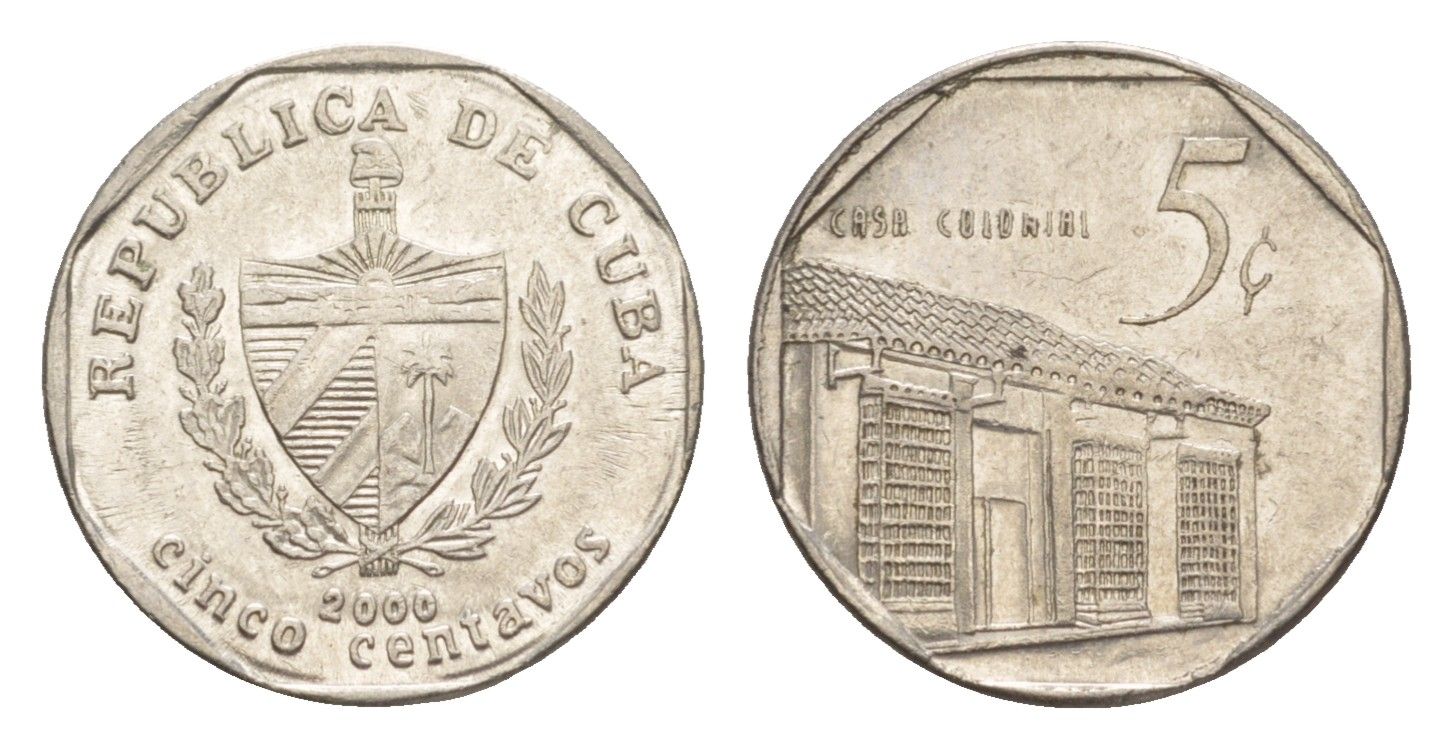 Куба 5 сентаво 2000 Casa Colonial KM 575.2, Schoen 713, JMA MC19 сталь плакированная никелем 4644-721