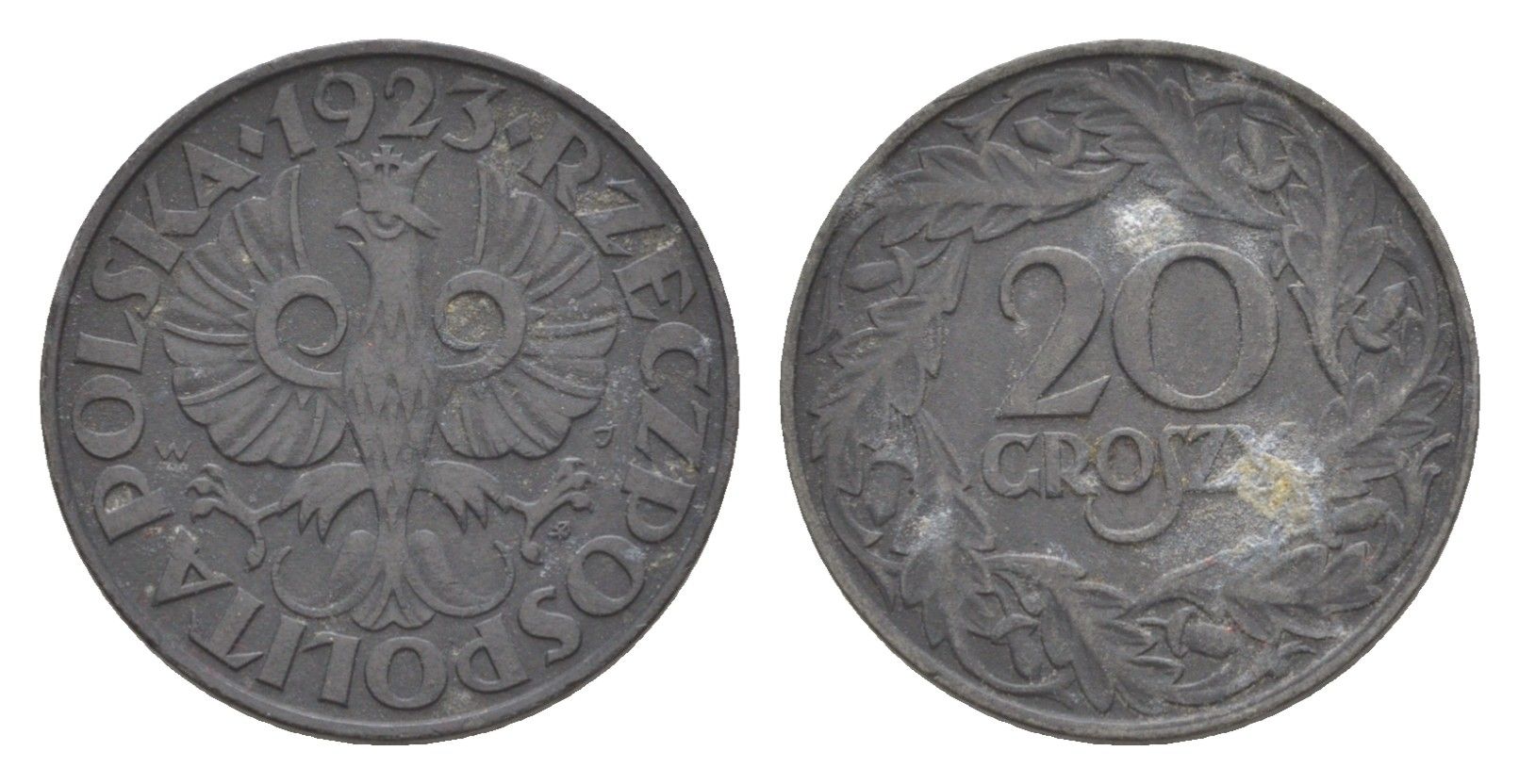 Польша 20 грошей 1923 Y 37 цинк 4636-419