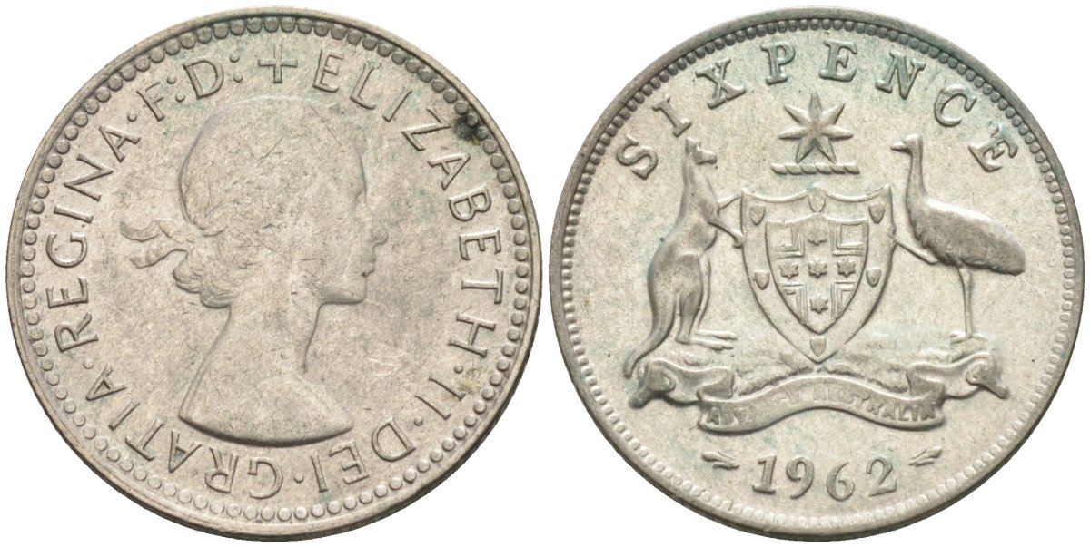 Австралия 6 пенсов 1962 Елизавета II (1952-) KM 58 серебро UNC 4585-247