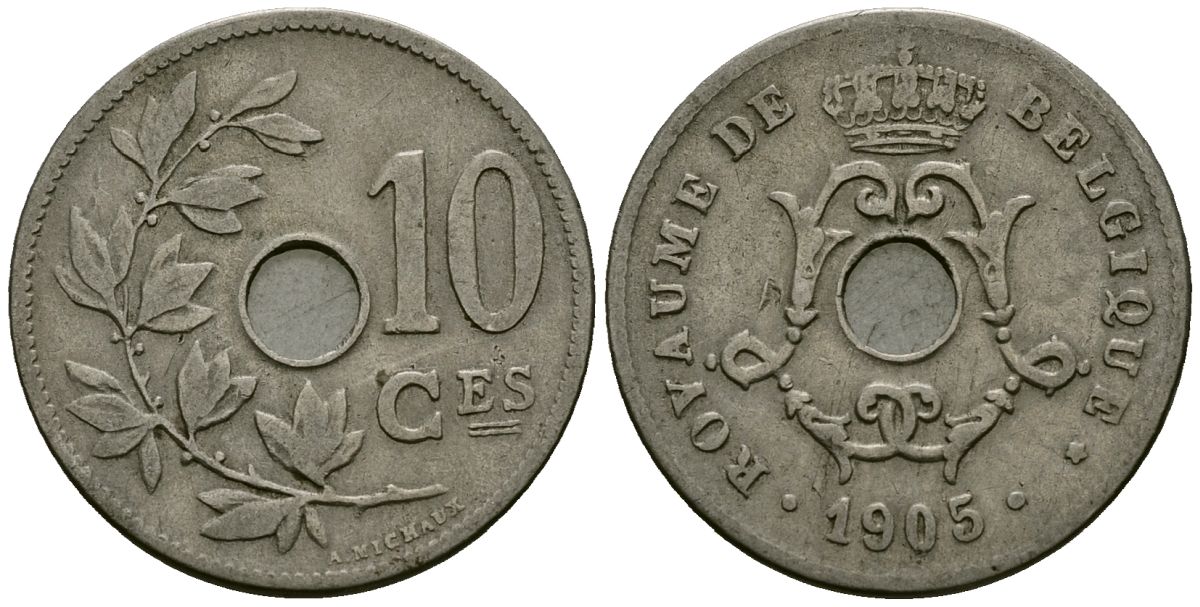 Бельгия 10 сантимов 1905 Belgique KM 52 медно-никель 4172-822