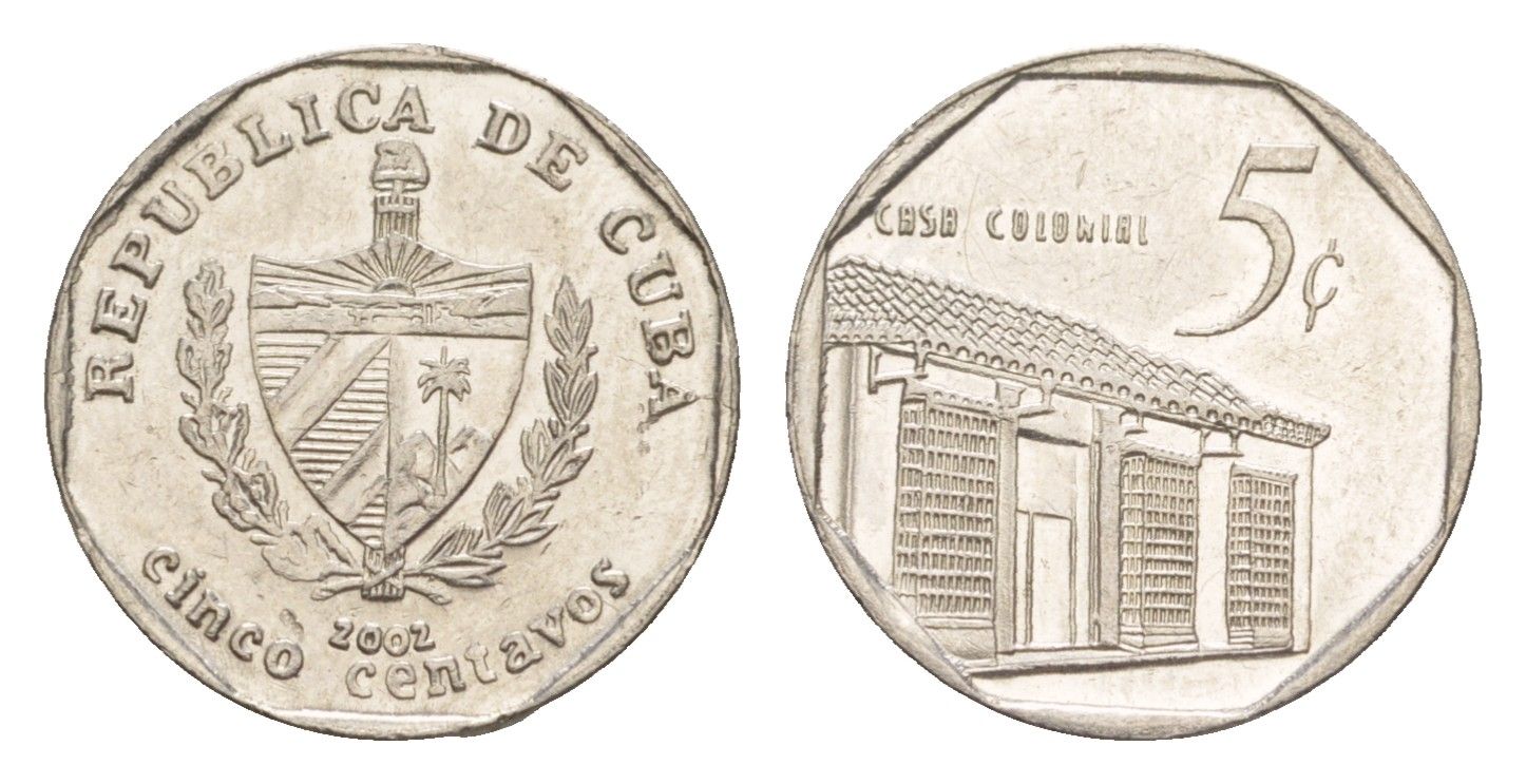 Куба 5 сентаво 2002 Casa Colonial KM 575.2, Schoen 713, JMA MC19 сталь плакированная никелем aUNC 4644-723