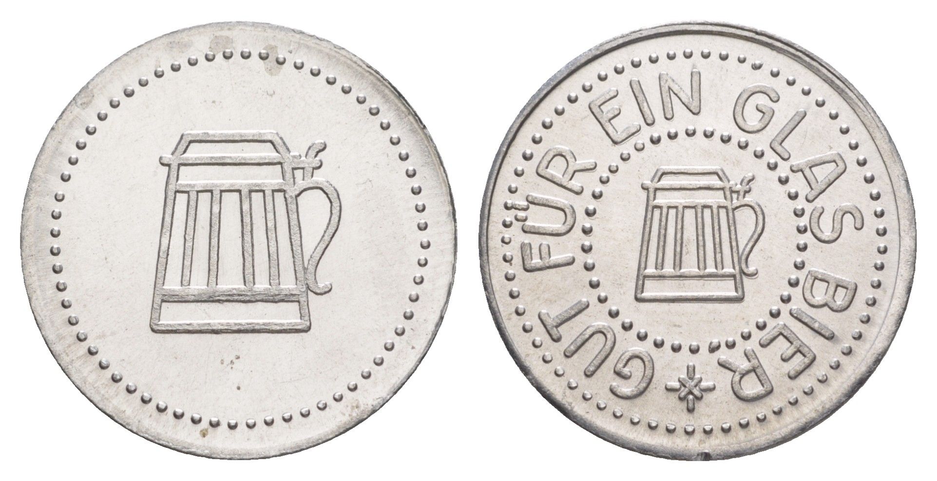 Германия жетон в 1 "стакан пива" ND диаметр 24 мм, вес 1,1 гр алюминий UNC 4638-823