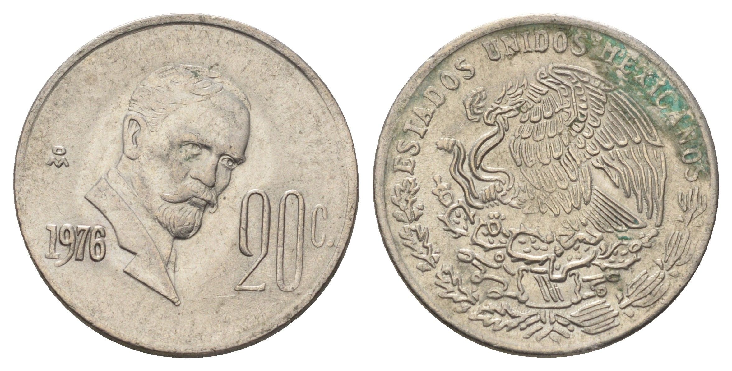 Мексика 20 сентаво 1976 Мо, Игнасио Мадеро KM 442 медно-никель 4580-1049