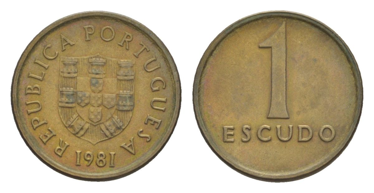 Португалия 1 эскудо 1981 KM 614 никель латунь aUNC 4632-326