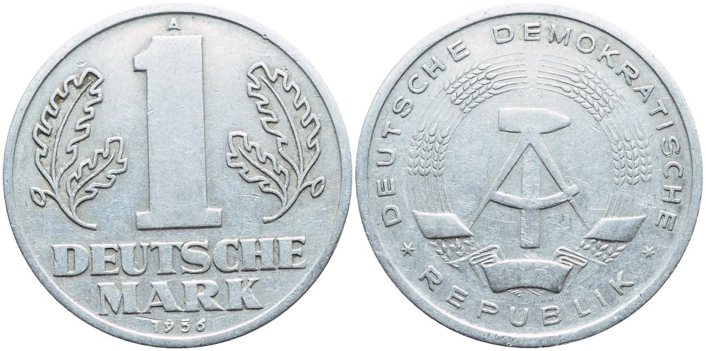 ГДР 1 МАРКА 1956 А KM 13 алюминий 4395-335