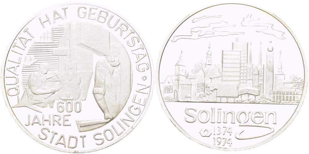 ГЕРМАНИЯ МЕДАЛЬ 1974 В ЧЕСТЬ 600-ЛЕТИЯ ГОРОДА ЗОЛИНГЕН (1374-1974) PROOF 4527-534