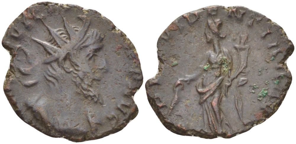 Римская Империя (императоры в Галлии) антониниан 271 Викторин. PROVIDENTIA AVG, Провиденция, держащая рог изобилия, Колония Агриппины, Good Very fine RIC 61 биллон 1073-14-16