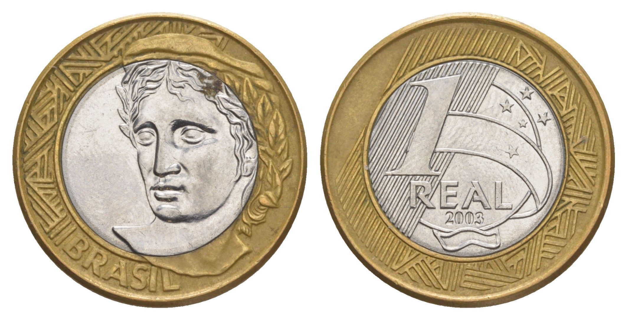 Бразилия 1 реал 2003 KM 652a биметалл 4648-1217