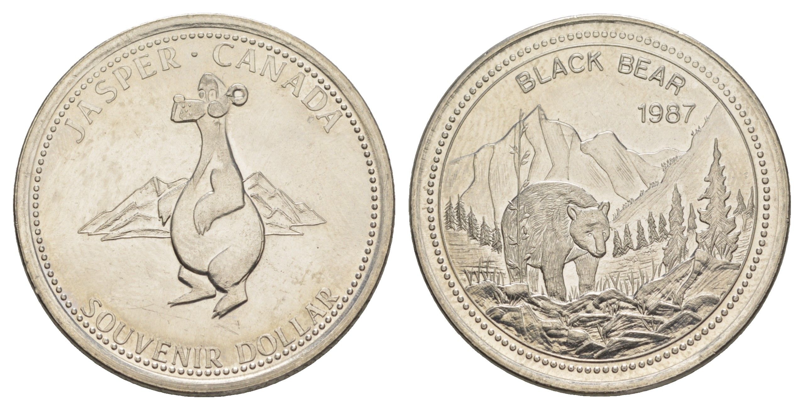 Канада 1 сувенирный доллар 1987 Джаспер, Альберта, диаметр 33 мм, ес 12,8 гр Pelletier AB319 никель сталь UNC 11-159-22