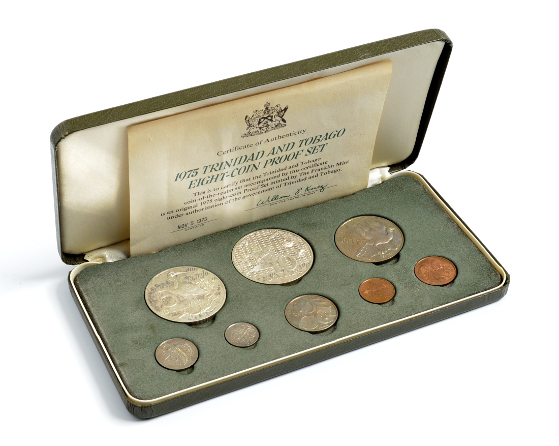 Тринидад и Тобаго набор из 8 монет 1975 в оригинальной коробке, с сертификатом KM Ps 10 PROOF 8-2-04-14