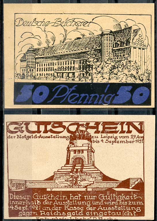 Германия, Лейпциг 50 пфеннигов 1921 нотгельд, итоги I-ой мировой войны Grabowski 784.1  бумага  UNC (пресс) 444-115-1-2