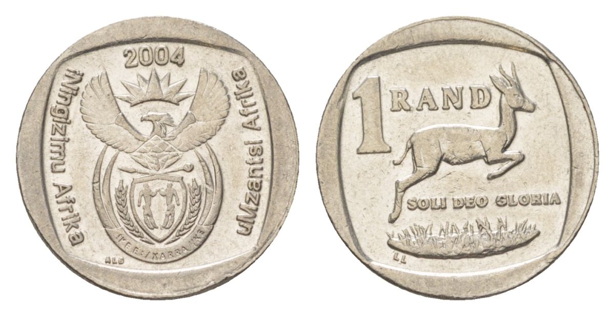 ЮАР 1 ранд 2004 KM 333 медь плакированная никелем 4627-414