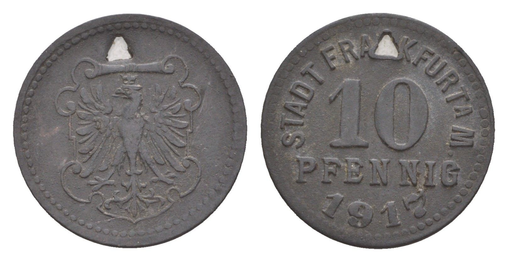 Франкфурт-на-Майне 10 пфеннигов 1917 Funck 136, Men05 7947.2, Men18 9918.2 цинк 4651-1064