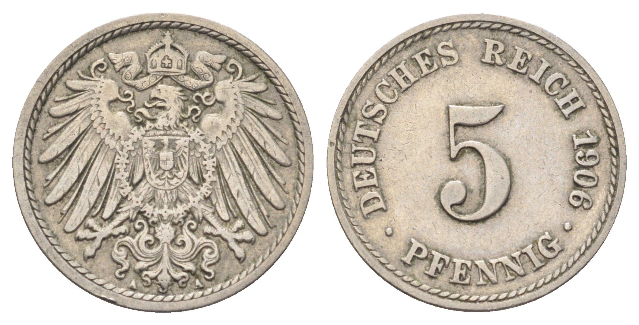 Германия 5 пфеннигов 1906 A KM 11, J. 12 медно-никель 4701-1035