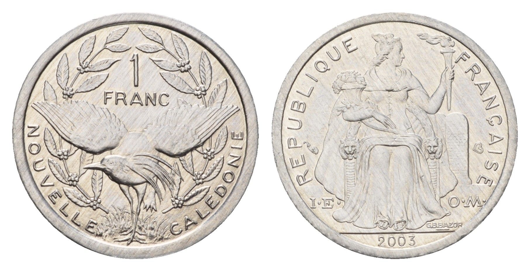 Новая Каледония 1 франк 2003 KM 10 алюминий UNC 212-1211