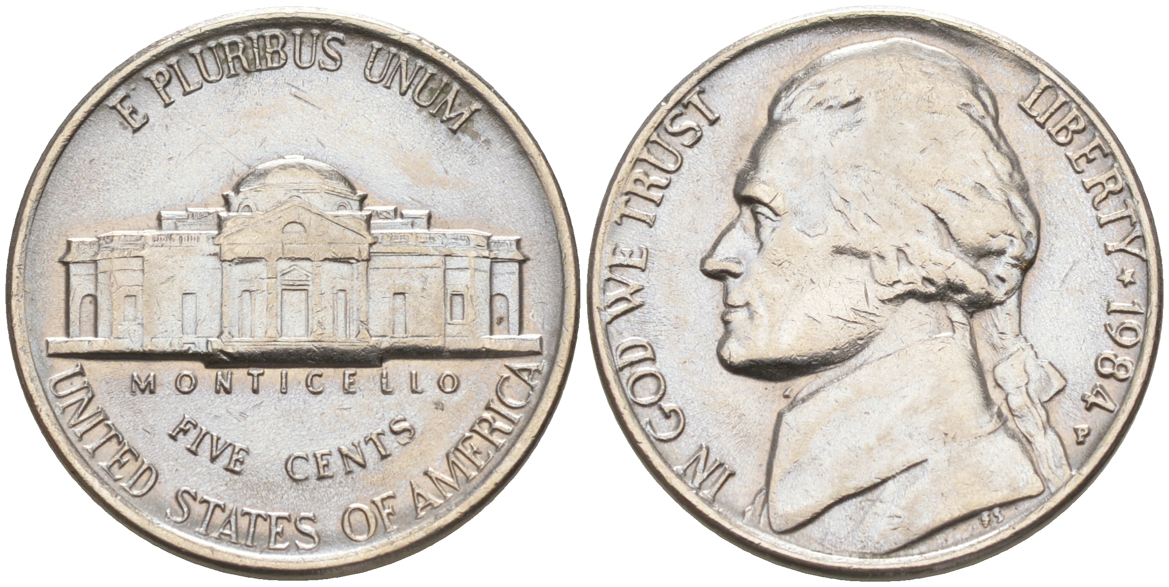 США 5 ЦЕНТОВ 1984 P ДЖЕФФЕРСОН KM A192 медно-никель 190-212