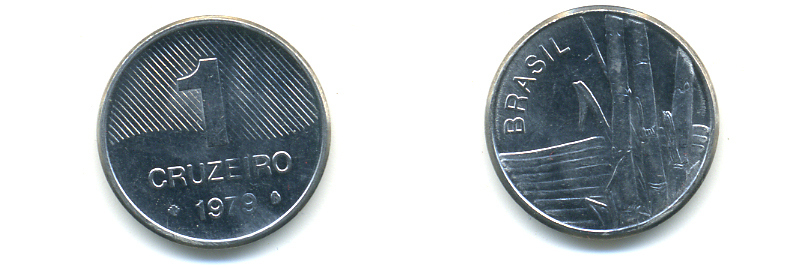Бразилия 1 крузейро 1979 сахарный тростник KM 590 нержавеющая сталь 86-1053