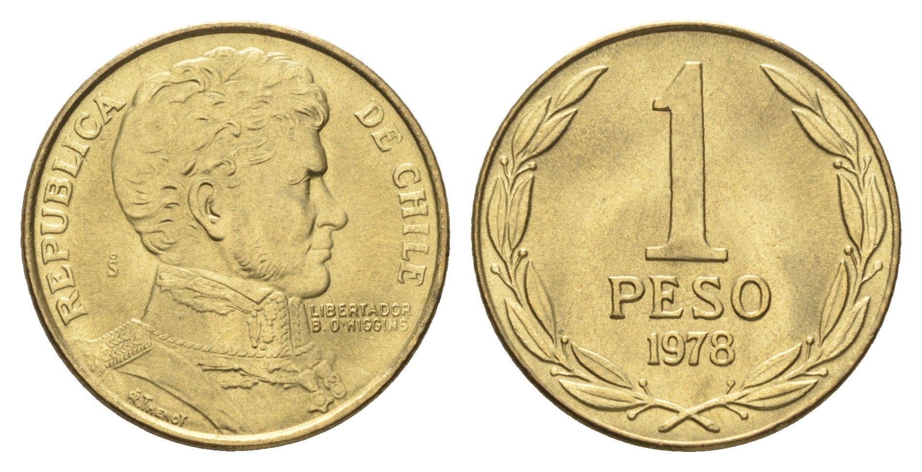 Чили 1 песо 1978 KM 208a алюминиевая бронза UNC 4662-551