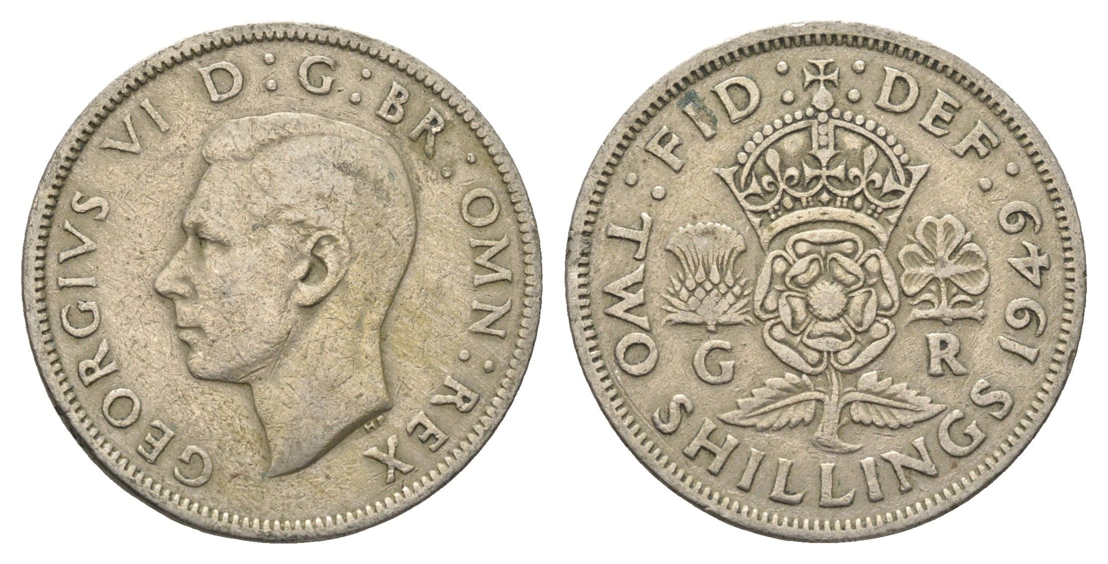 Великобритания 2 шиллинга (флорин) 1949 Георг VI (1936-1952) KM 878, Spink 4107 медно-никель 4663-254