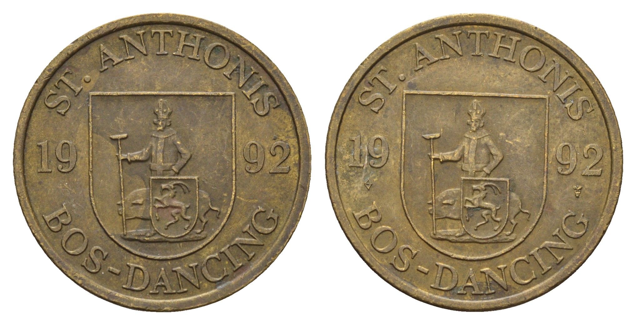 Нидерланды жетон монетного двора - святого Антония 1992 диаметр 31 мм, вес 6 гр латунь 210-556
