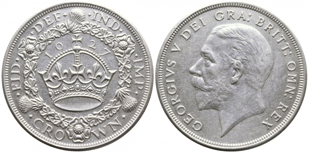Великобритания 1 крона 1927 Георг V (1910-1936), дом Виндзоров (1910-) , тираж 15000 экземпляров KM 836, Spink 4036 серебро 00-803-45